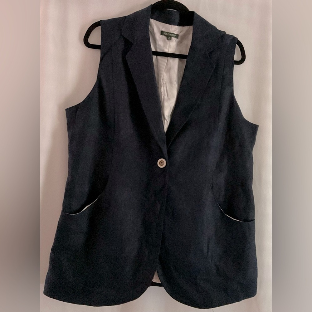 For Cynthia Women’s navy blue long vest